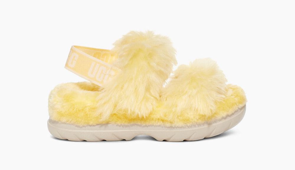 Ugg Slipper Womens - Ugg Fluff Sugar Yellow - 701SMXHQC